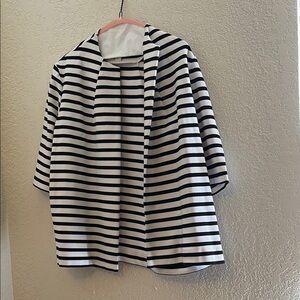 Chico's Classic Black and White Striped Jacket Size 3 -xl